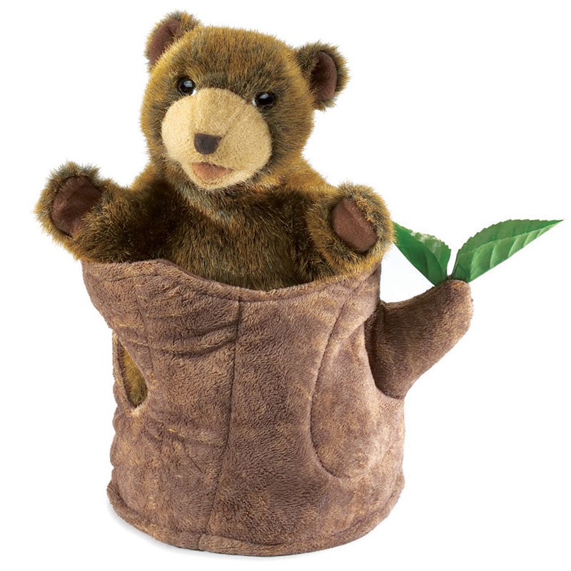 Folkmanis Bear In Tree Stump 2904